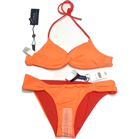 POLO Ralph Lauren Orange and Red Reversible Bikini - Picture 12 of 16